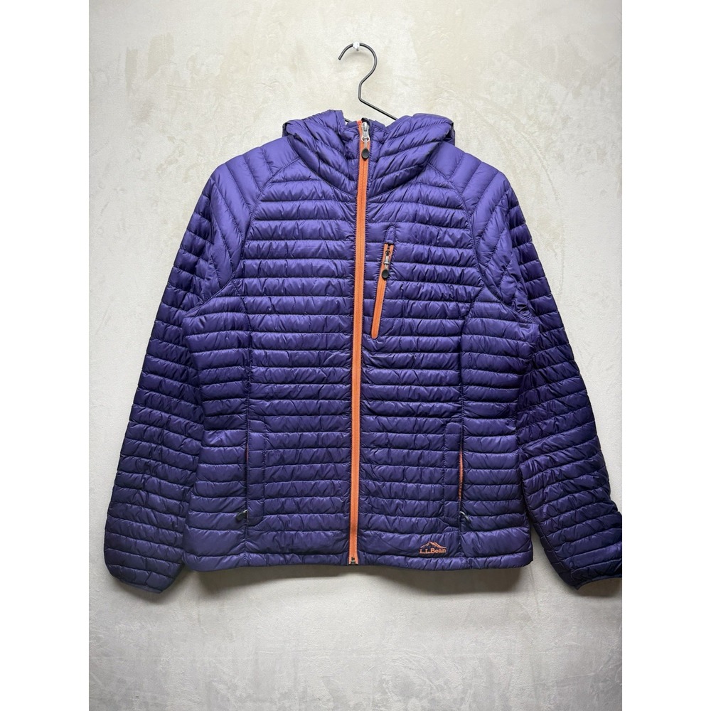L.L.Bean Down Puffer Jacket Womens Small DownTek Hooded Purple Pertex Ultralight